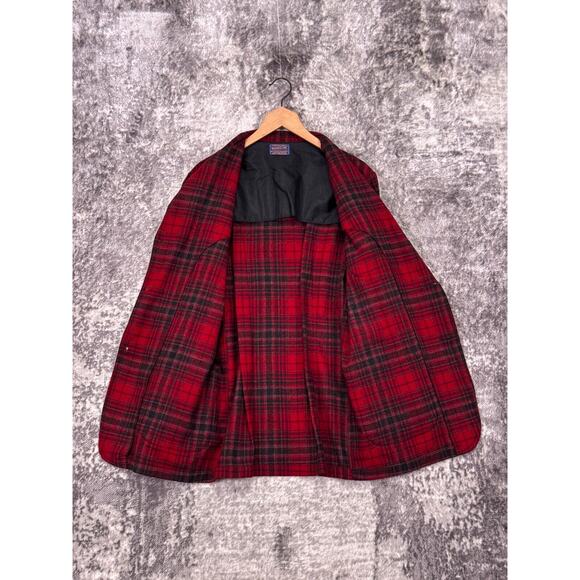 Vintage Pendleton Jacket Large Mens Red Plaid Wool Flannel Blazer Shirt - Picture 8 of 9